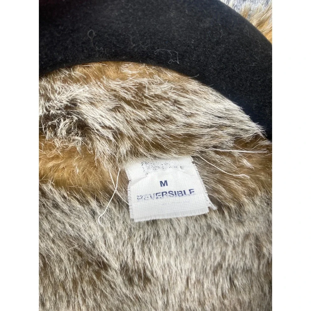Banana Republic Reversible Faux Fur Vest Womens Medium Brown Canvas Full Zip M